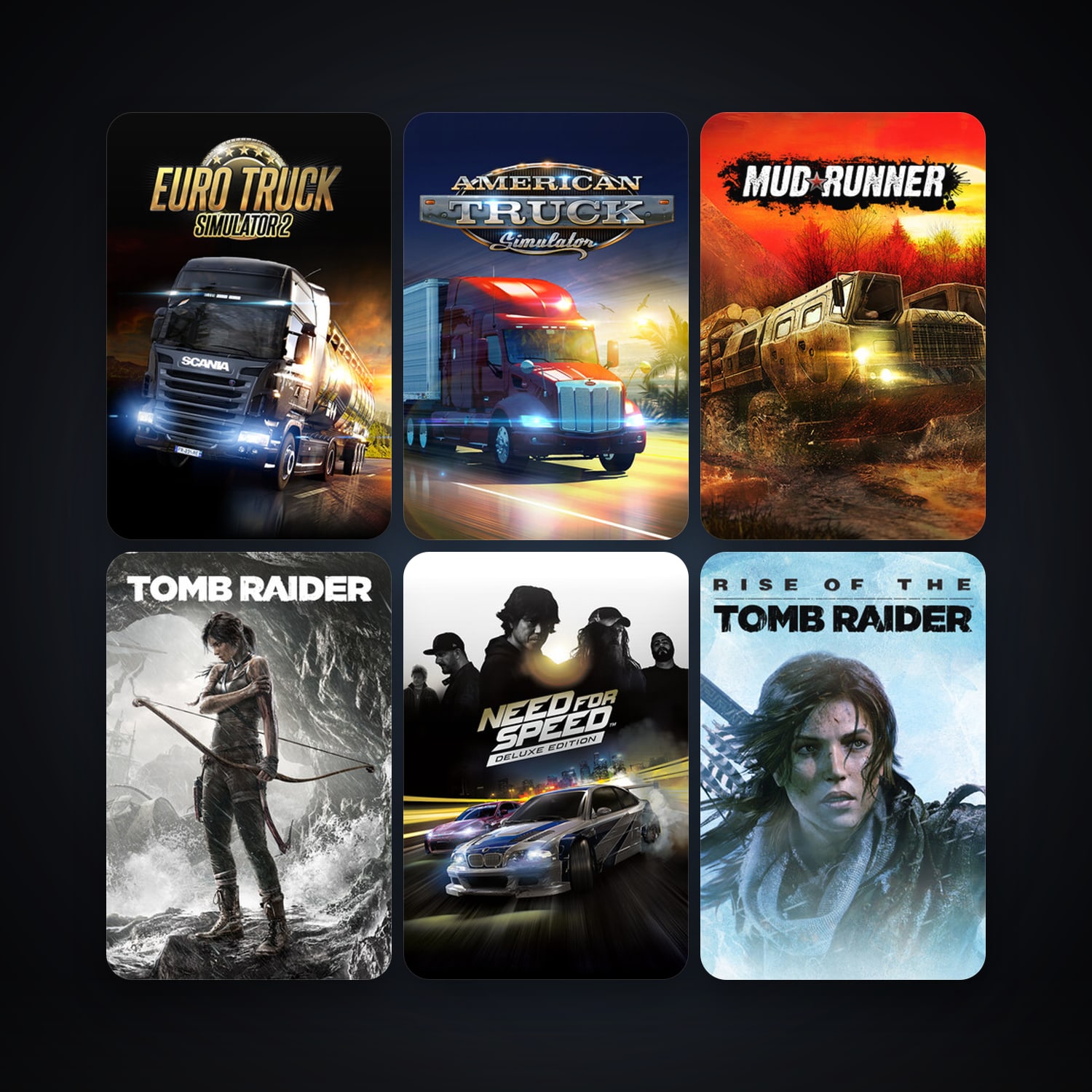 Tomb Raider + Euro Truck Simulator 2, 20 games, clean — HabibiAccounts