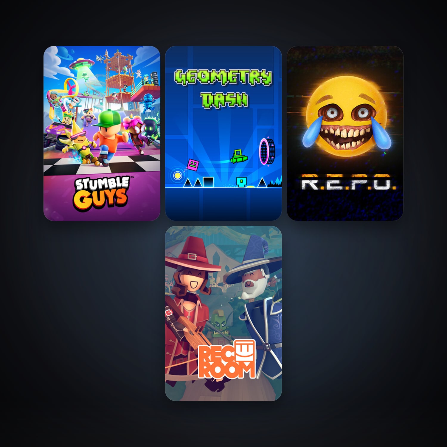 Geometry Dash + Rec Room, 14 games, clean — HabibiAccounts