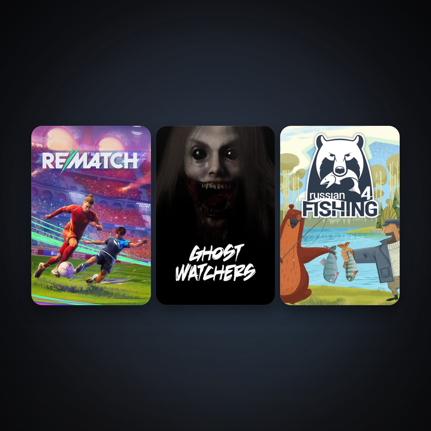 Russian Fishing 4 + Ghost Watchers, 5 games, clean — HabibiAccounts
