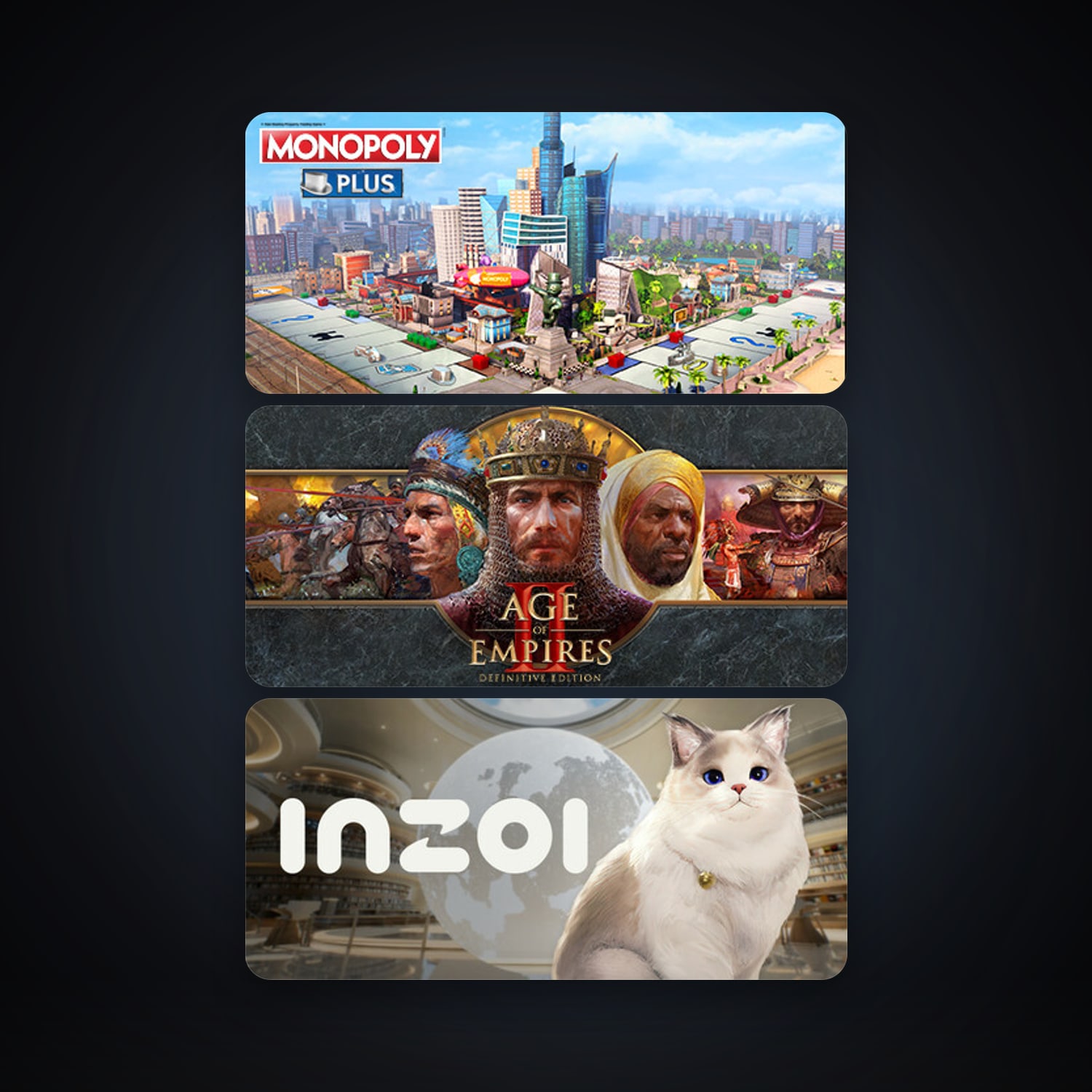 MONOPOLY PLUS + Age of Empires II: Definitive Edition, 4 games, clean — HabibiAccounts