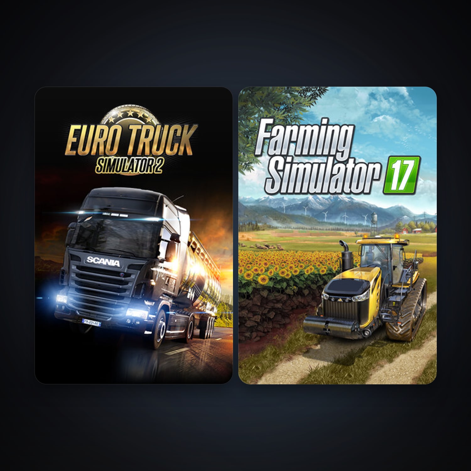 Euro Truck Simulator 2 + Farming Simulator 17, 3 games, clean — HabibiAccounts