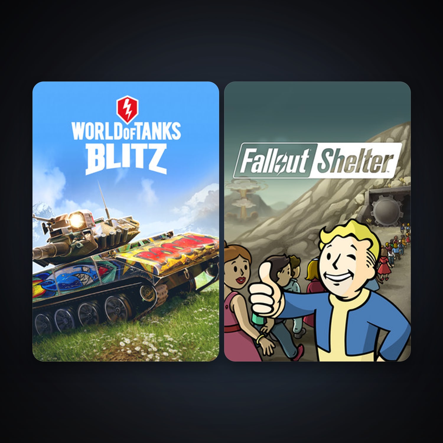 World of Tanks Blitz + Fallout Shelter, 2 games, clean — HabibiAccounts