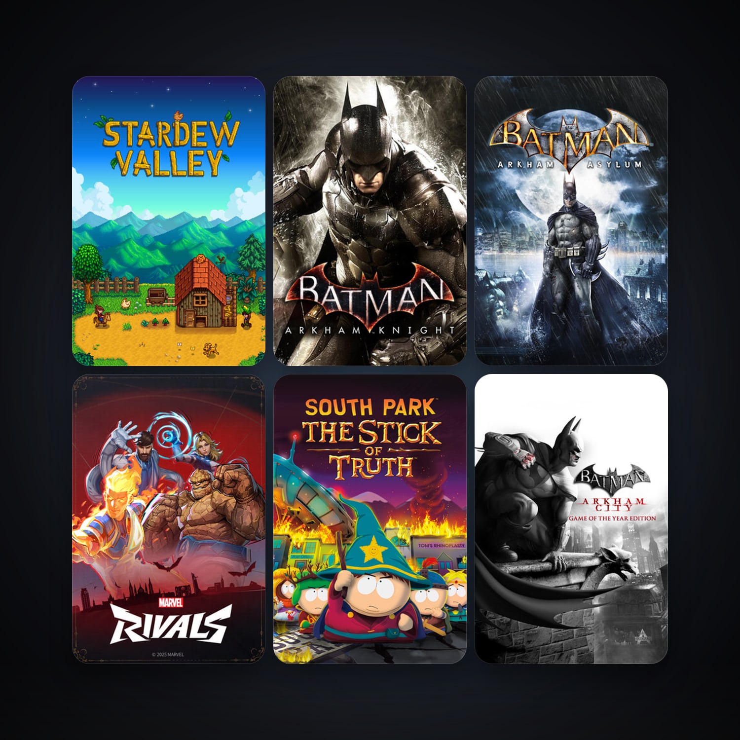Batman: Arkham Asylum Game of the Year Edition + Batman: Arkham City - Game of the Year Edition, 31 games, clean — HabibiAccounts