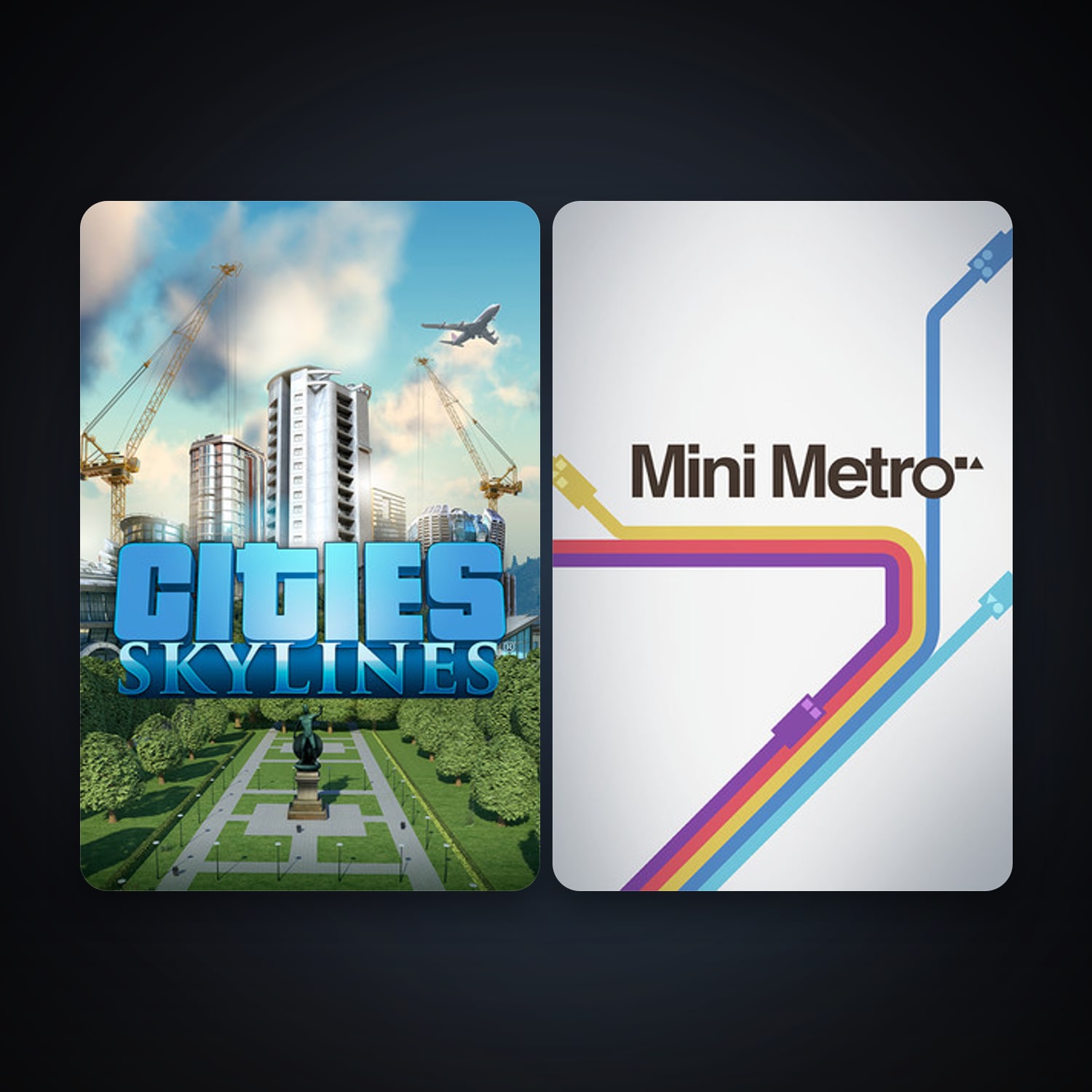 Cities: Skylines + Mini Metro, 3 games, clean — HabibiAccounts