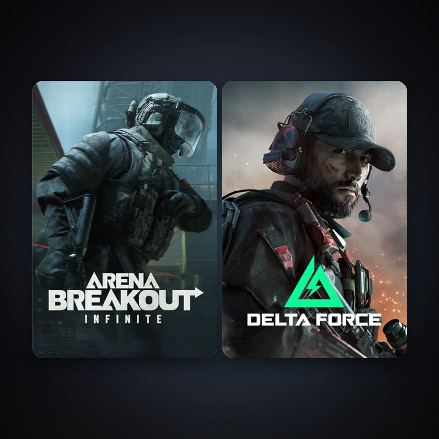 Arena Breakout: Infinite + Delta Force: Hawk Ops, 2 games, clean — HabibiAccounts