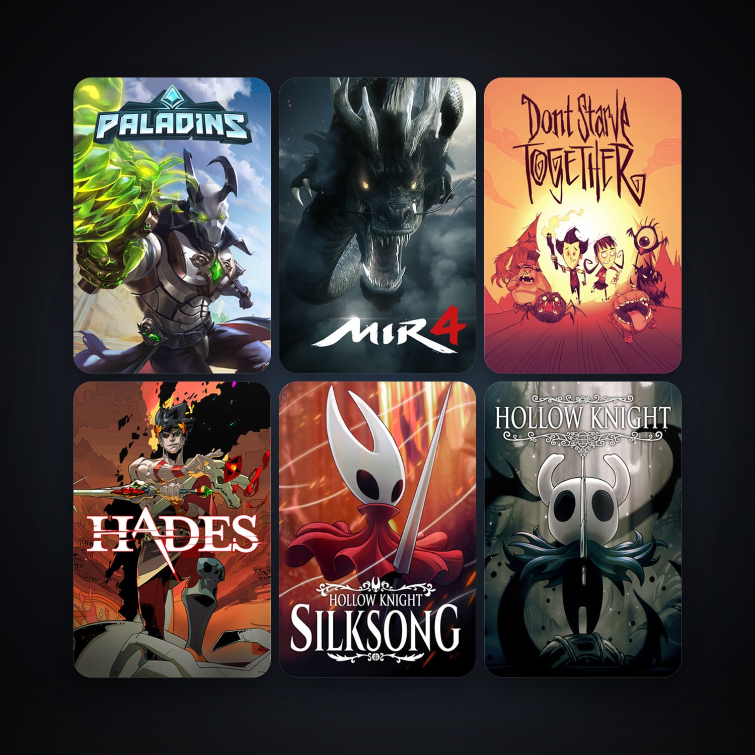 Don't Starve Together + Hollow Knight, 72 games, clean — HabibiAccounts