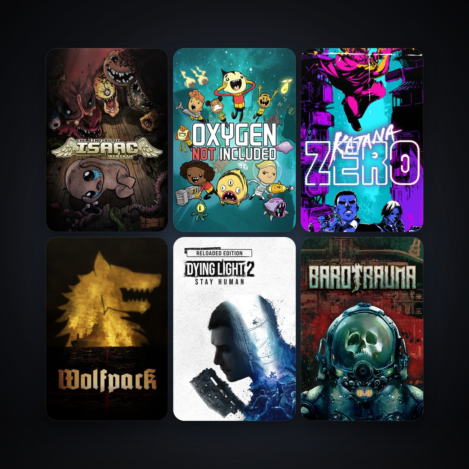 The Binding of Isaac: Rebirth + Oxygen Not Included, 26 games, clean — HabibiAccounts