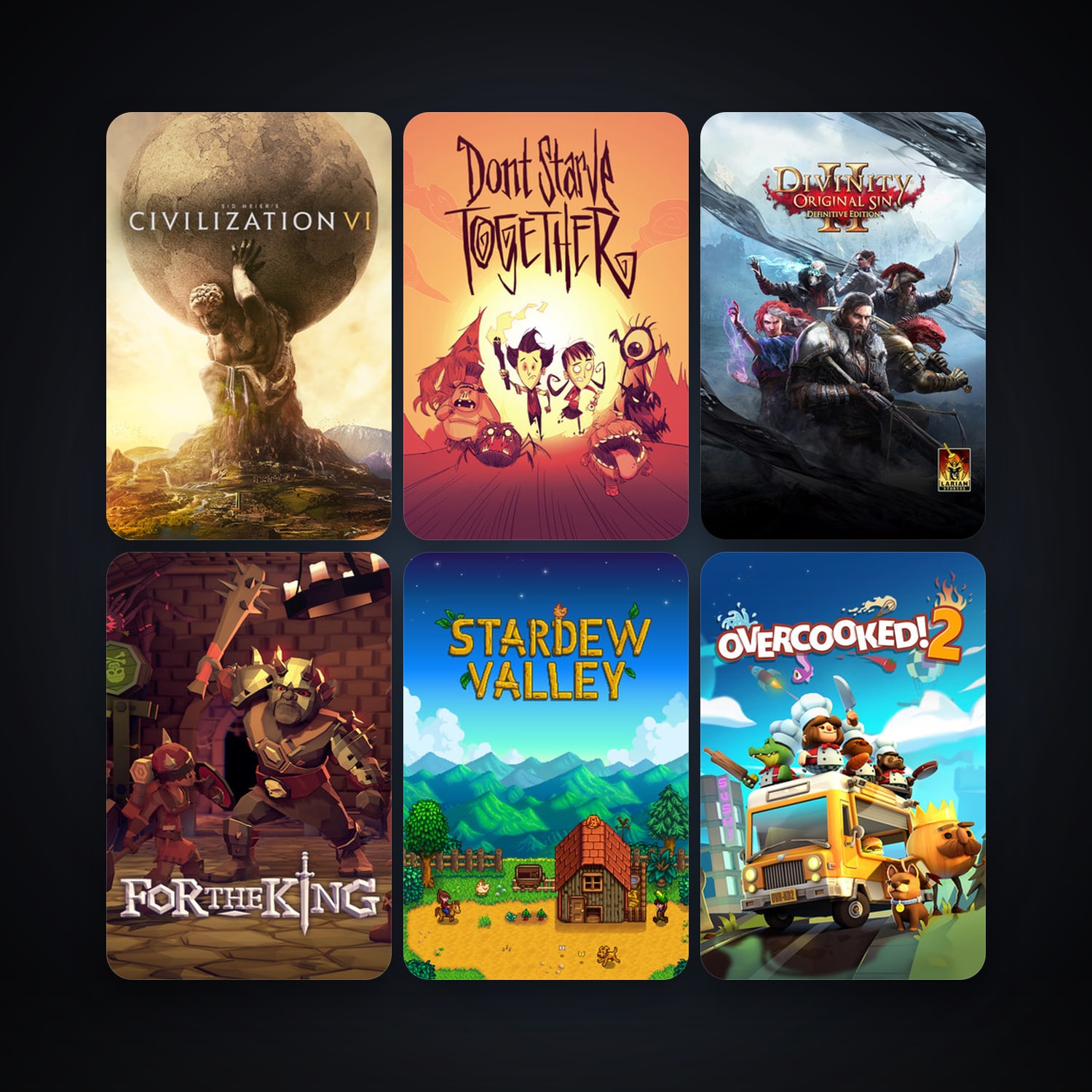 Sid Meier's Civilization VI + Don't Starve Together, 11 games, clean — HabibiAccounts