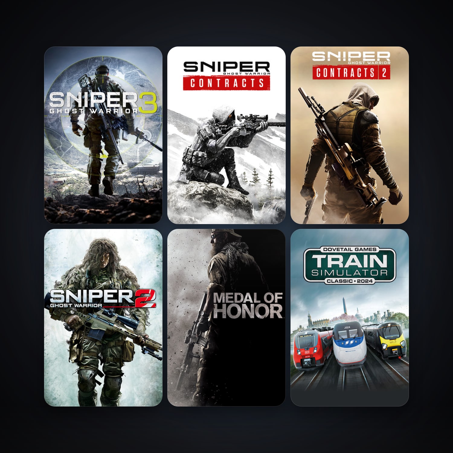 Train Simulator Classic + Sniper: Ghost Warrior, 11 games, clean — HabibiAccounts