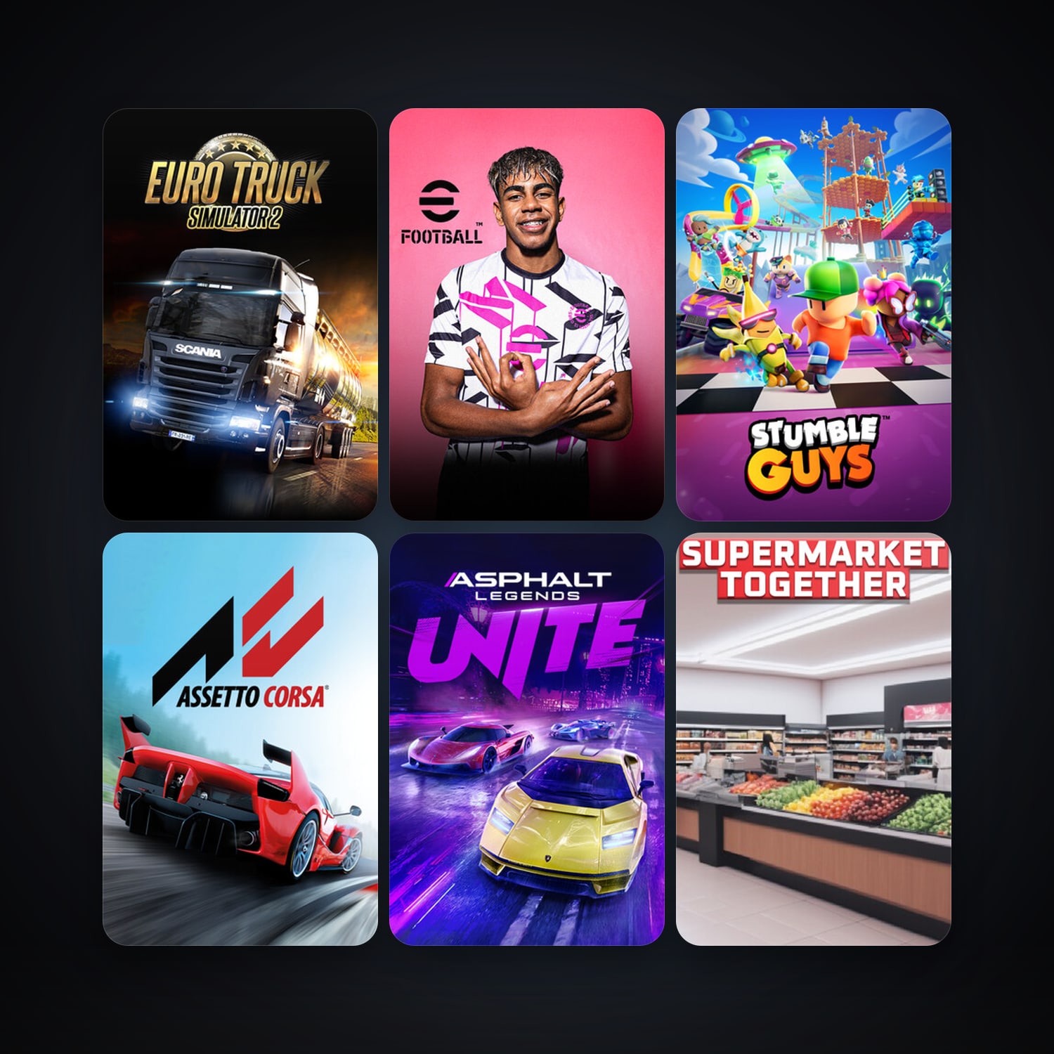 Euro Truck Simulator 2 + Assetto Corsa, 11 games, clean — HabibiAccounts