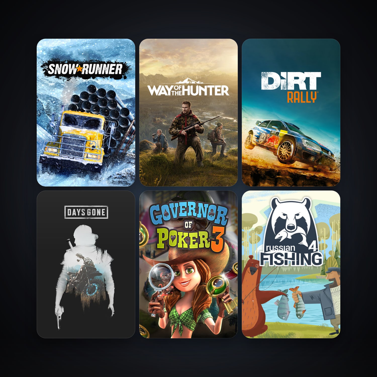 DiRT Rally + Governor of Poker 3, 16 games, clean — HabibiAccounts