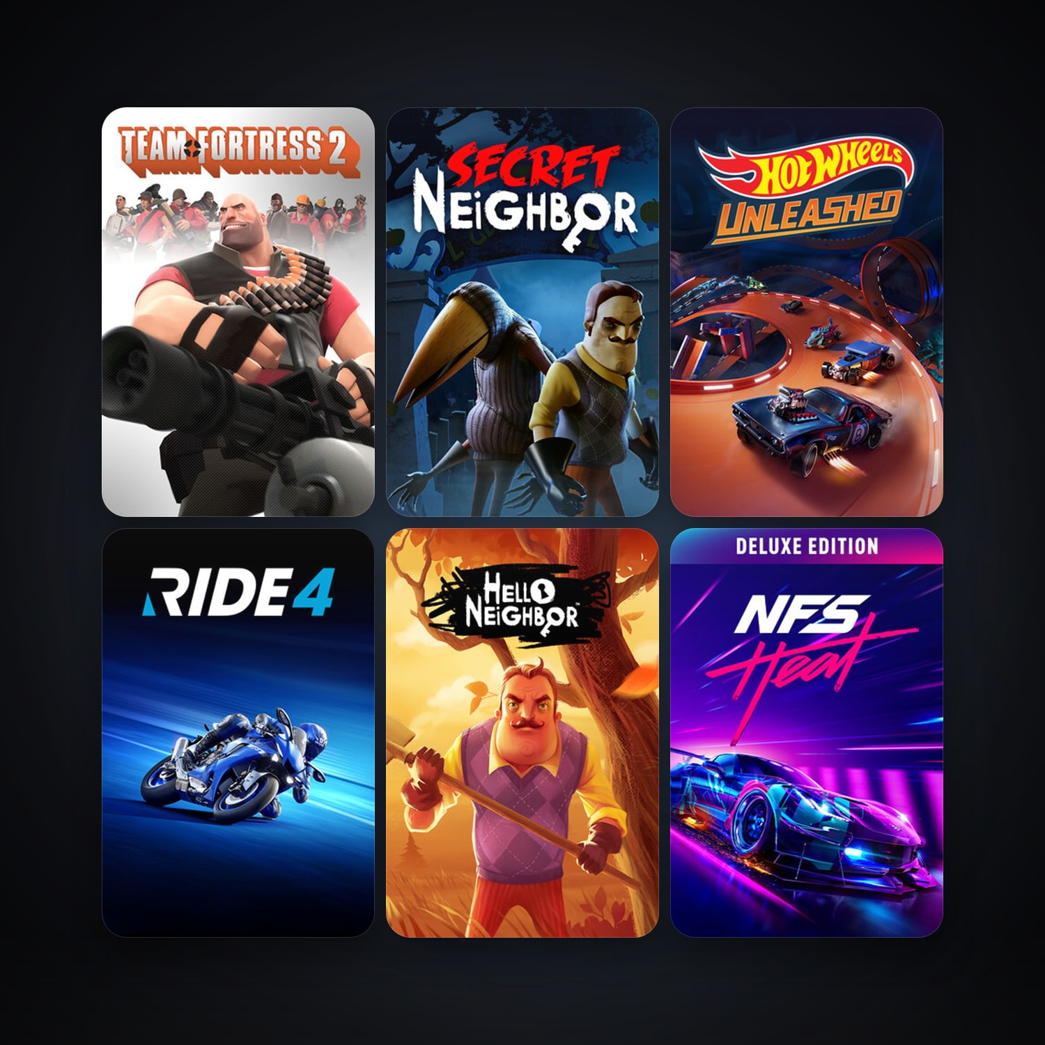 Team Fortress 2 + Hello Neighbor, 12 games, clean — HabibiAccounts