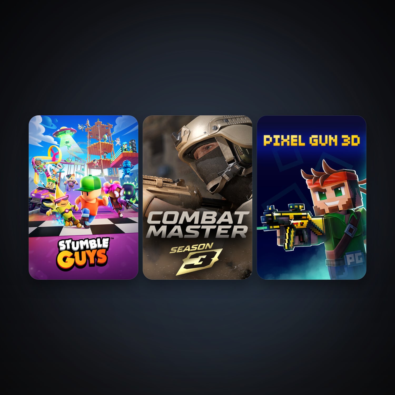 Stumble Guys + Combat Master: Season 1, 6 games, clean — HabibiAccounts