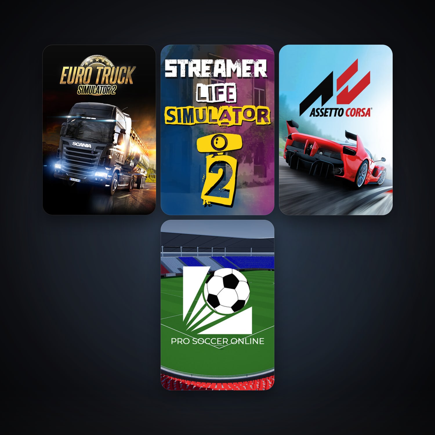 Euro Truck Simulator 2 + Assetto Corsa, 8 games, clean — HabibiAccounts