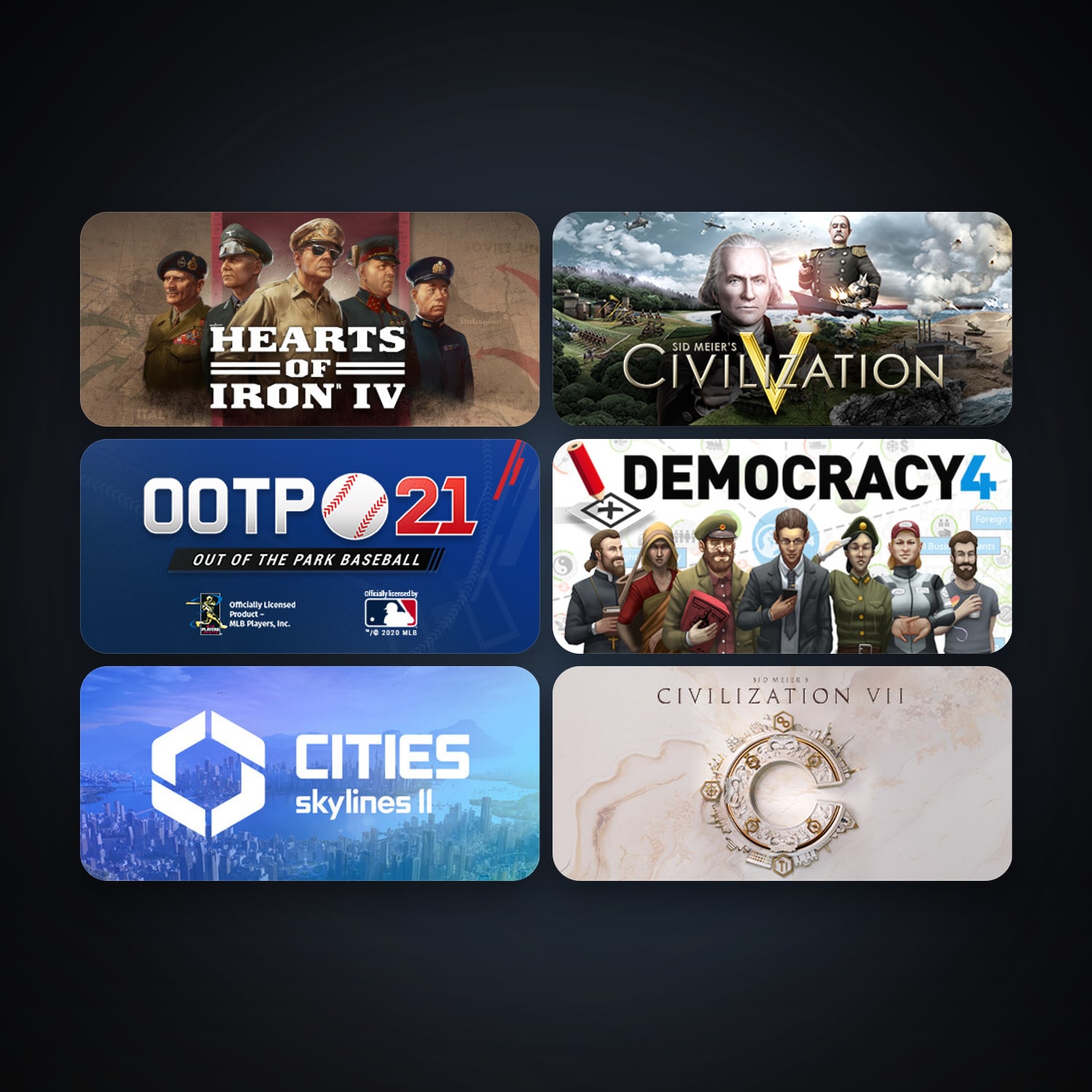 Sid Meier's Civilization V + Hearts of Iron IV, 9 games, clean — HabibiAccounts
