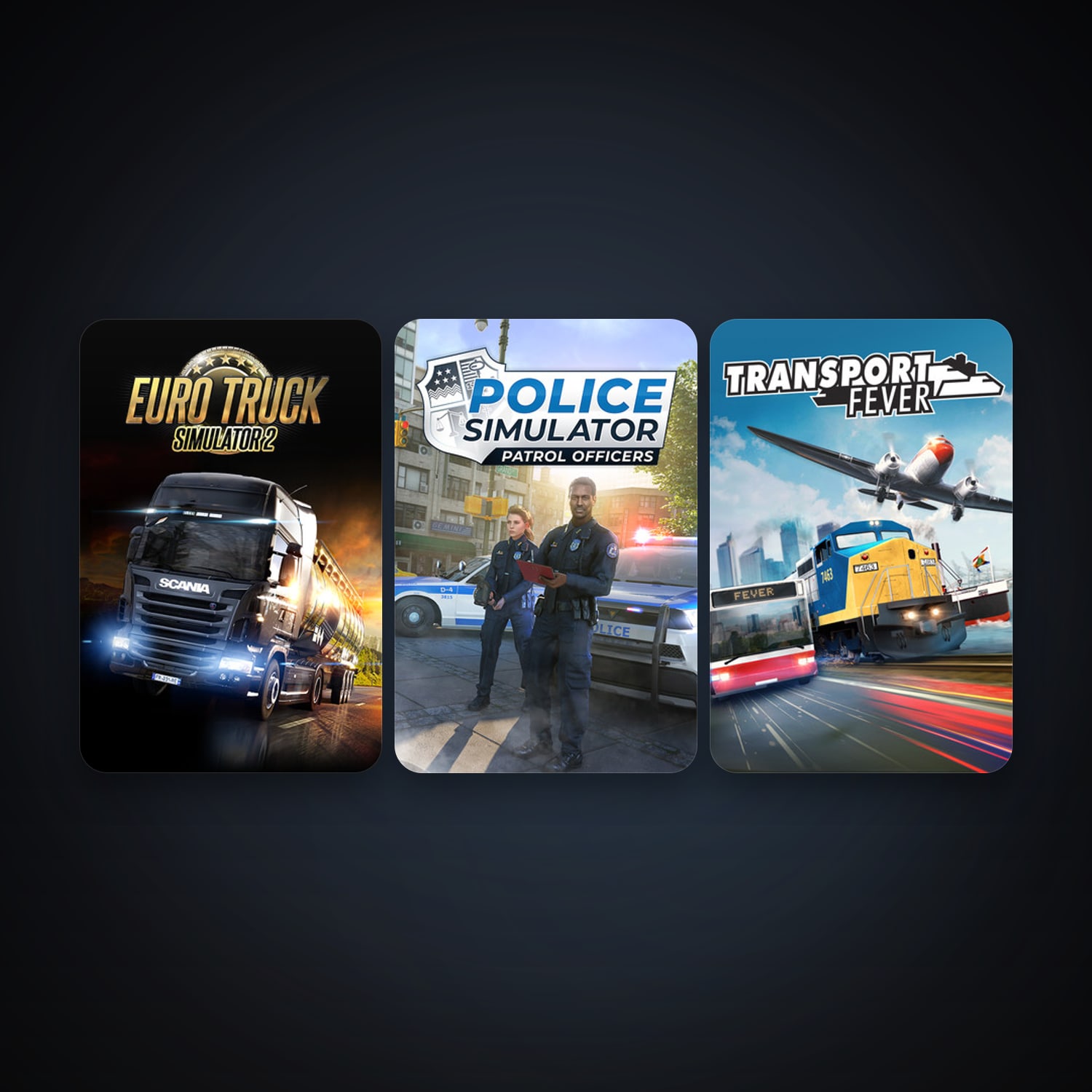 Euro Truck Simulator 2 + Transport Fever, 13 games, clean — HabibiAccounts