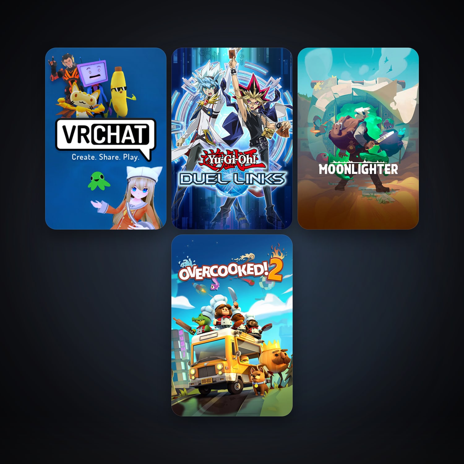 VRChat + Yu-Gi-Oh! Duel Links, 4 games, clean — HabibiAccounts