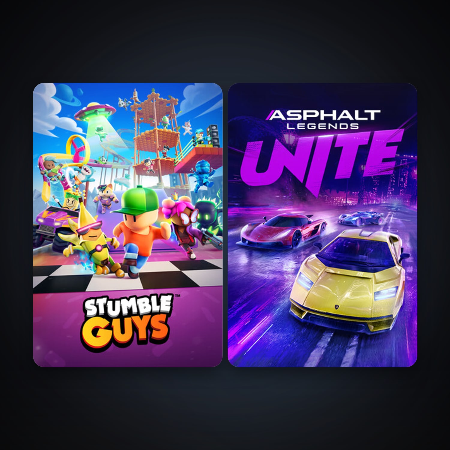 Stumble Guys + Asphalt Legends Unite, 7 games, clean — HabibiAccounts