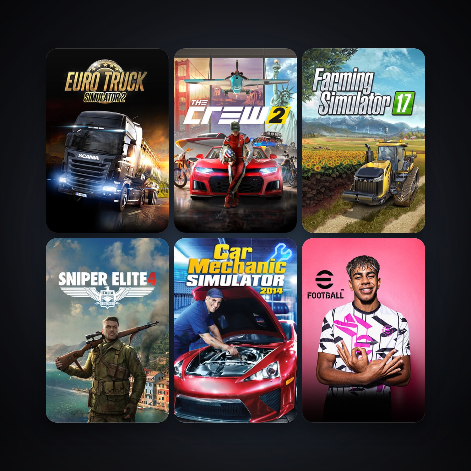 Euro Truck Simulator 2 + Assetto Corsa, 14 games, clean — HabibiAccounts