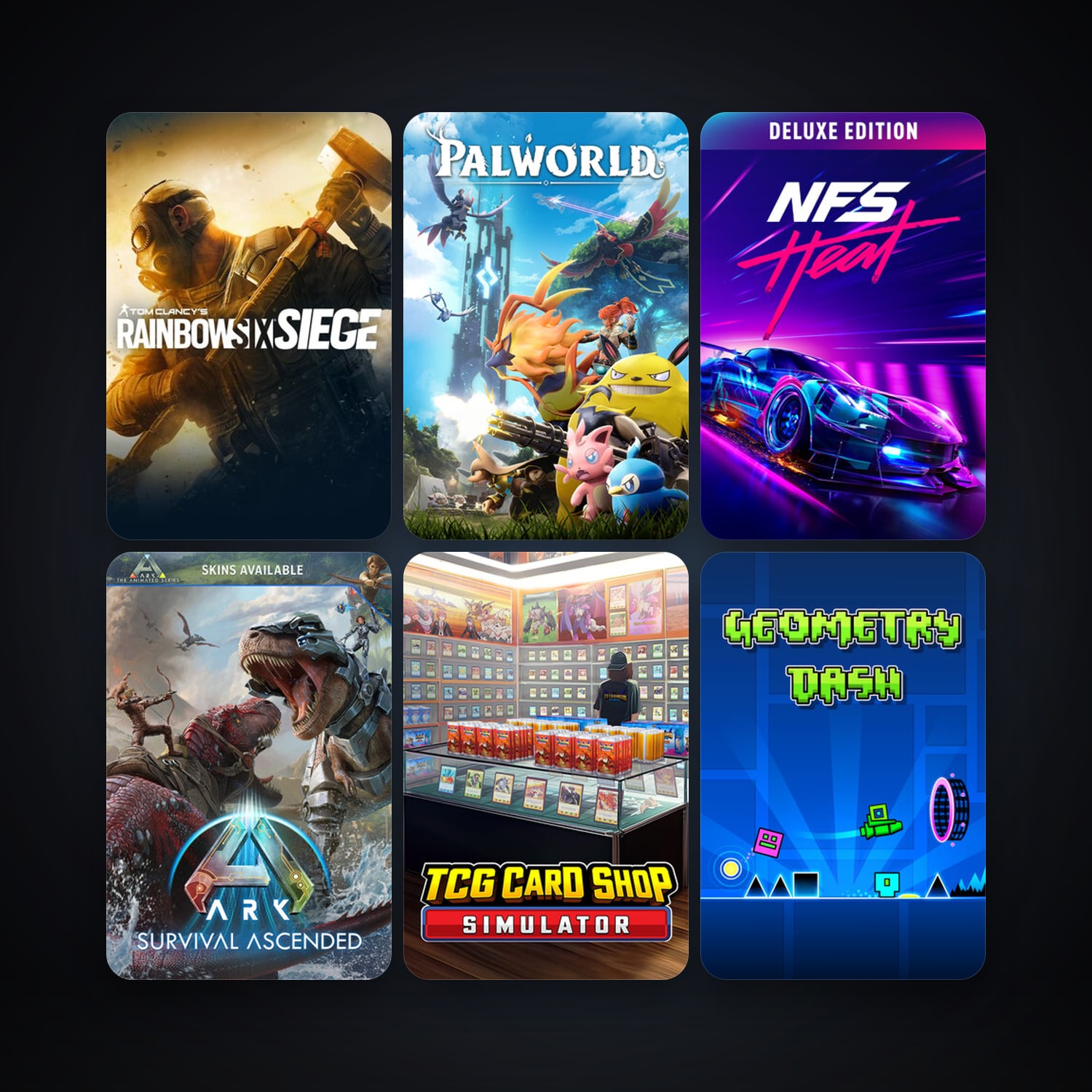 Geometry Dash + Tom Clancy's Rainbow Six Siege, 13 games, clean — HabibiAccounts