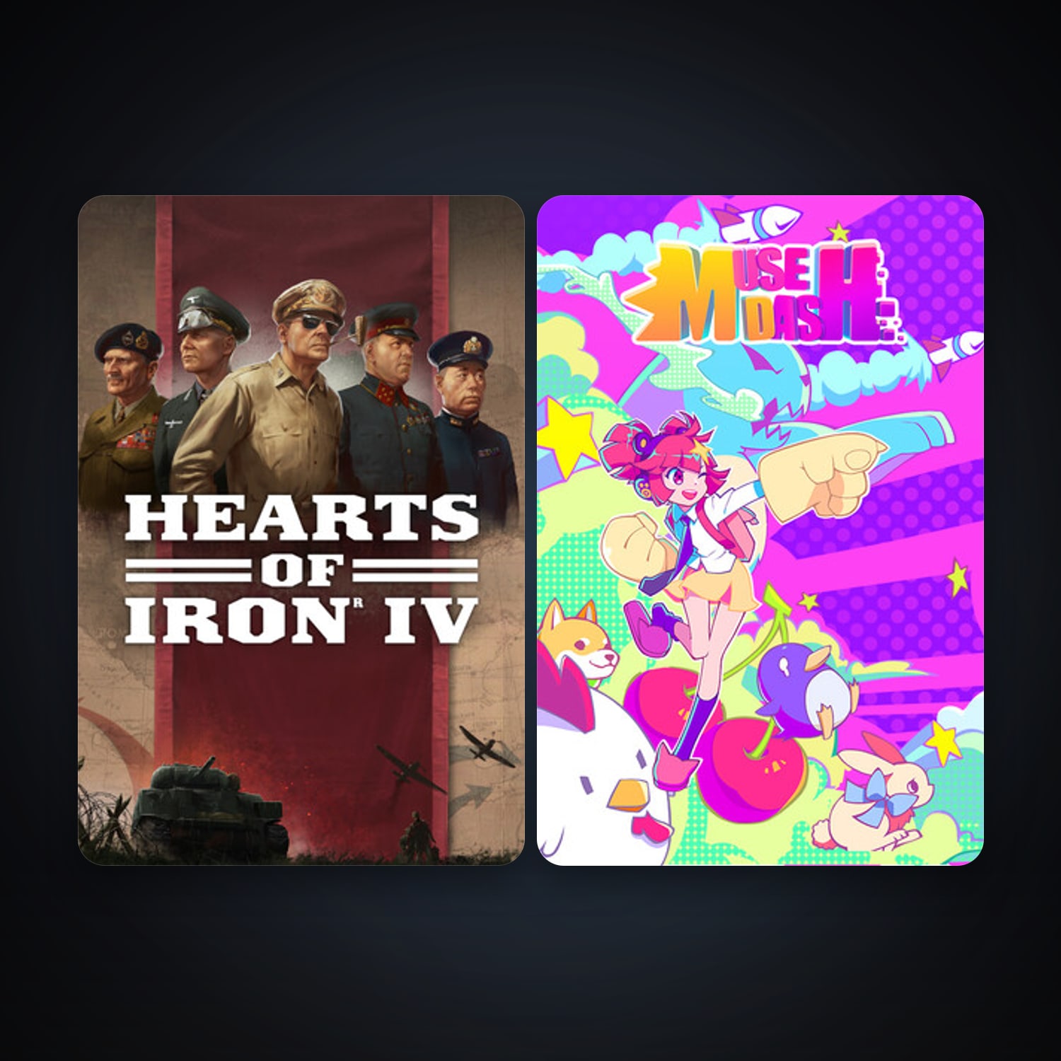 Hearts of Iron IV + Muse Dash, 2 games, clean — HabibiAccounts