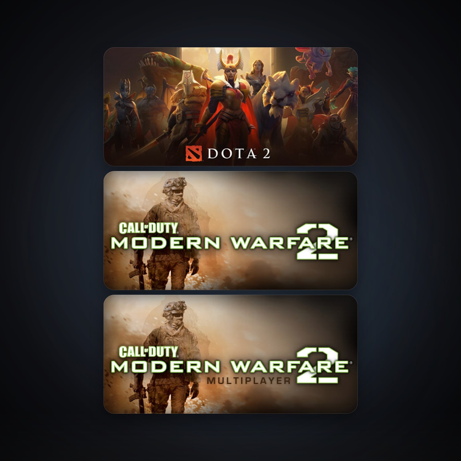 Dota 2 + Call of Duty: Modern Warfare 2 (2009), 4 games, clean — HabibiAccounts