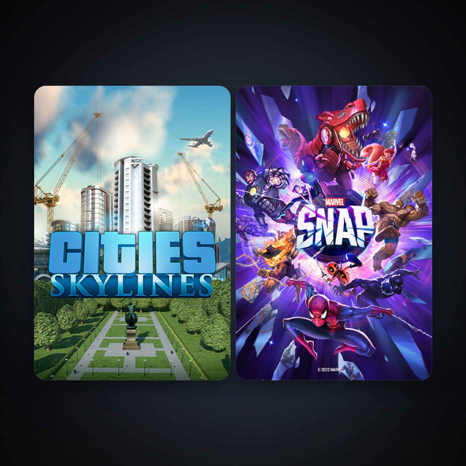 Cities: Skylines + MARVEL SNAP, 2 games, clean — HabibiAccounts
