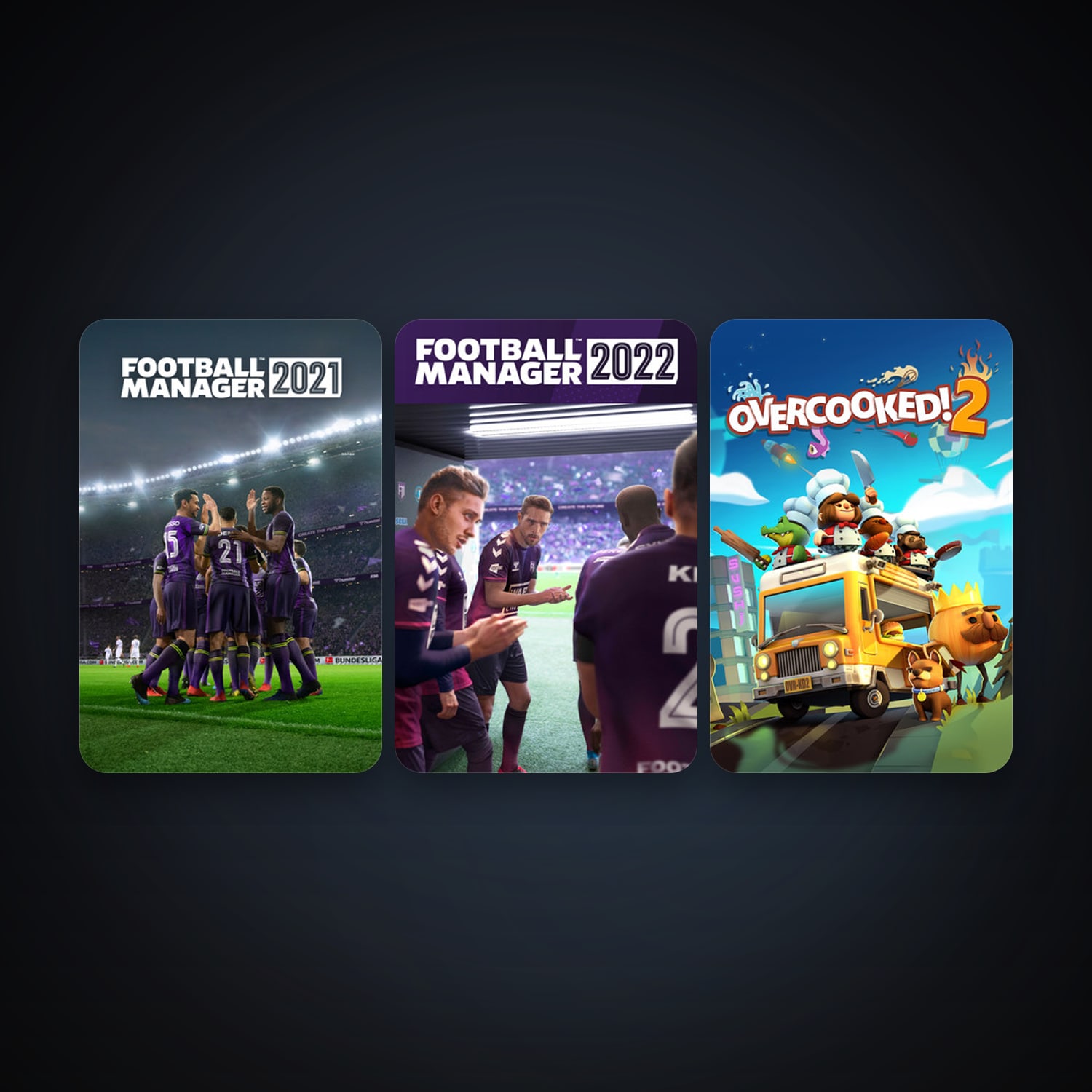 Overcooked! 2 + Football Manager 2021, 4 games, clean — HabibiAccounts