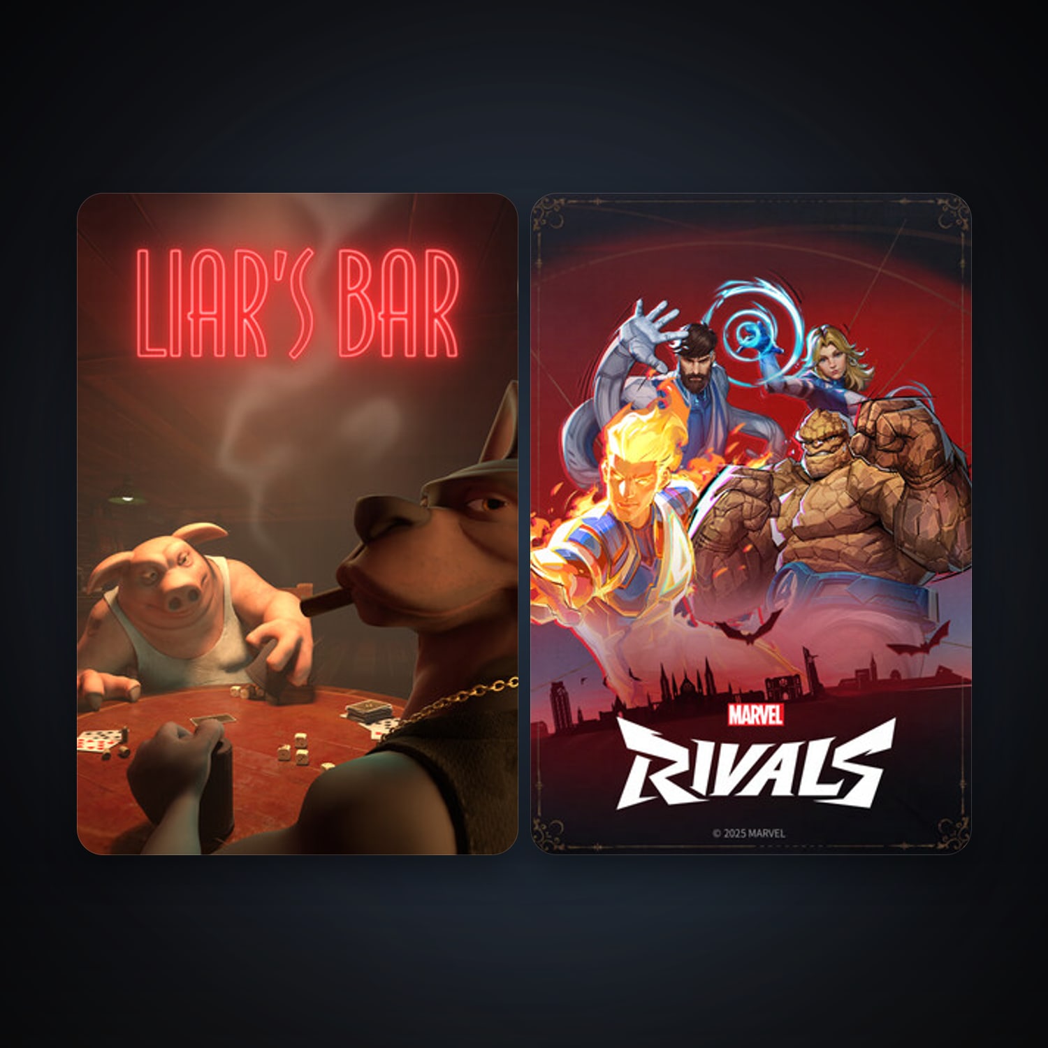 Marvel Rivals + Liar's Bar, 4 games, clean — HabibiAccounts