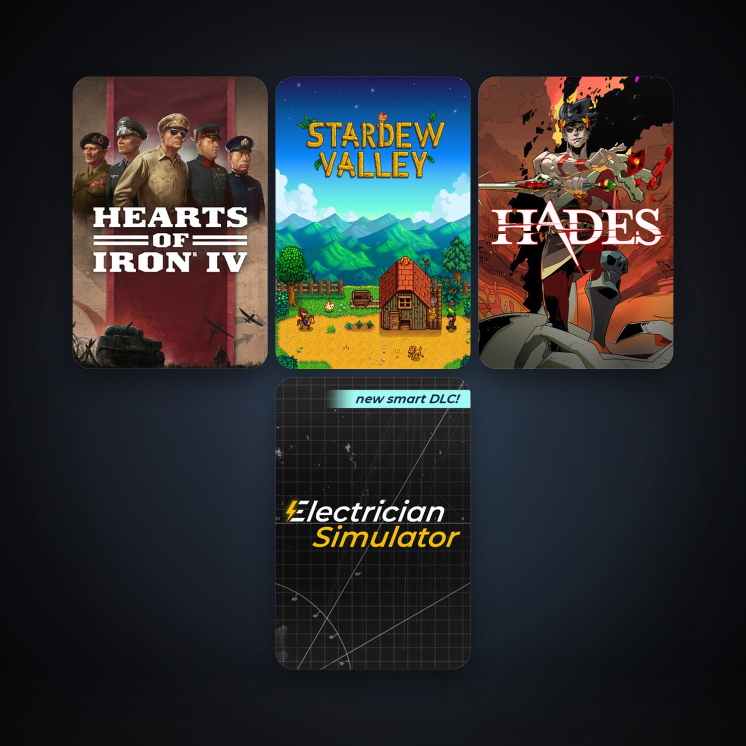 Hearts of Iron IV + Stardew Valley, 4 games, clean — HabibiAccounts