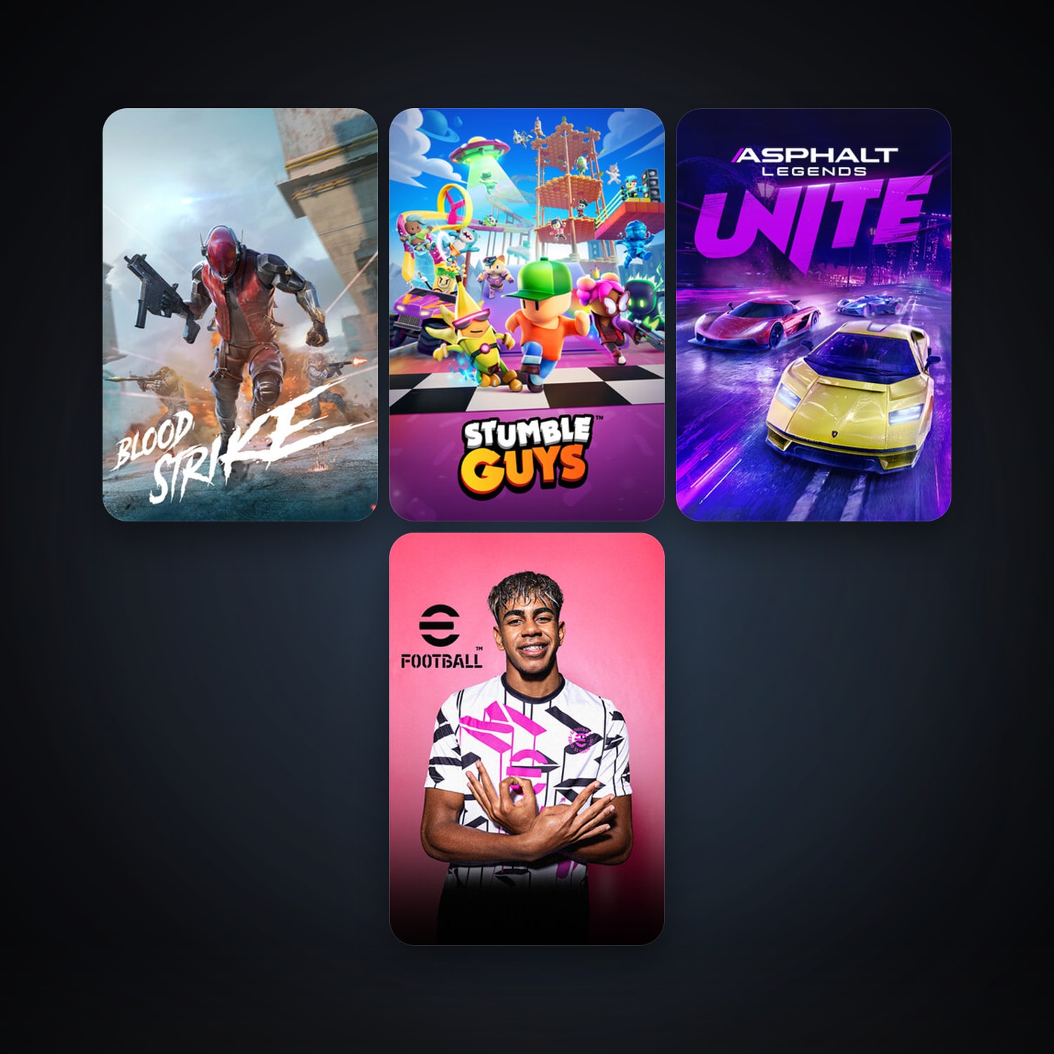 eFootball 2024 + Stumble Guys, 8 games, clean — HabibiAccounts