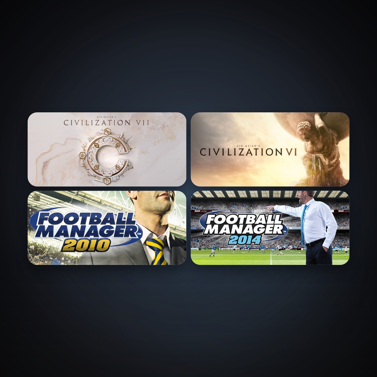 Sid Meier's Civilization V + Football Manager 2010, 8 games, clean — HabibiAccounts