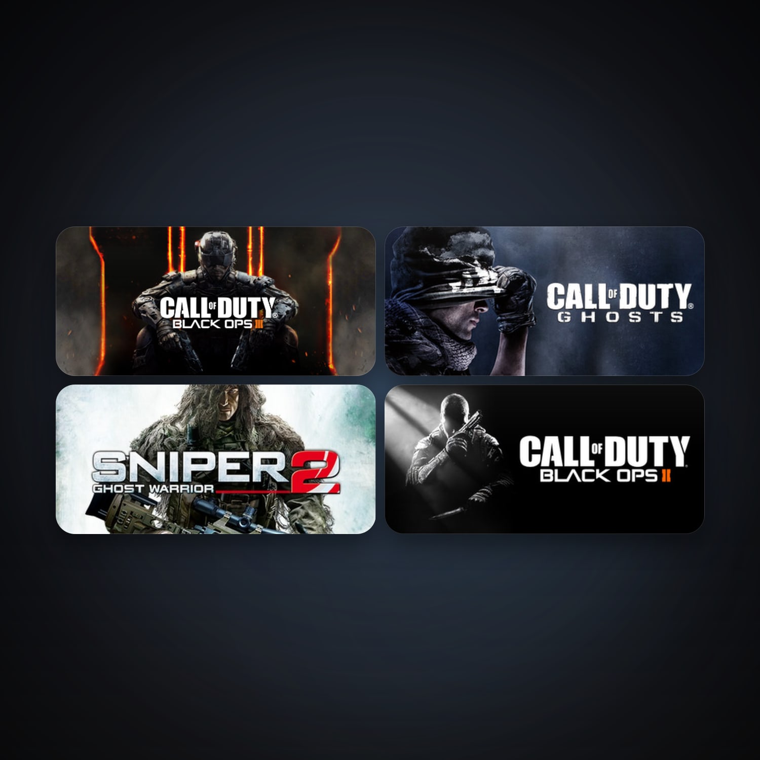 Sniper: Ghost Warrior 2 + Call of Duty: Black Ops II, 9 games, clean — HabibiAccounts