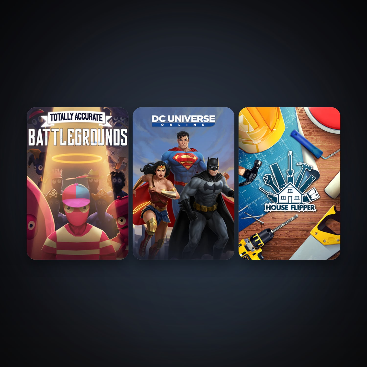 DC Universe Online + House Flipper, 5 games, clean — HabibiAccounts
