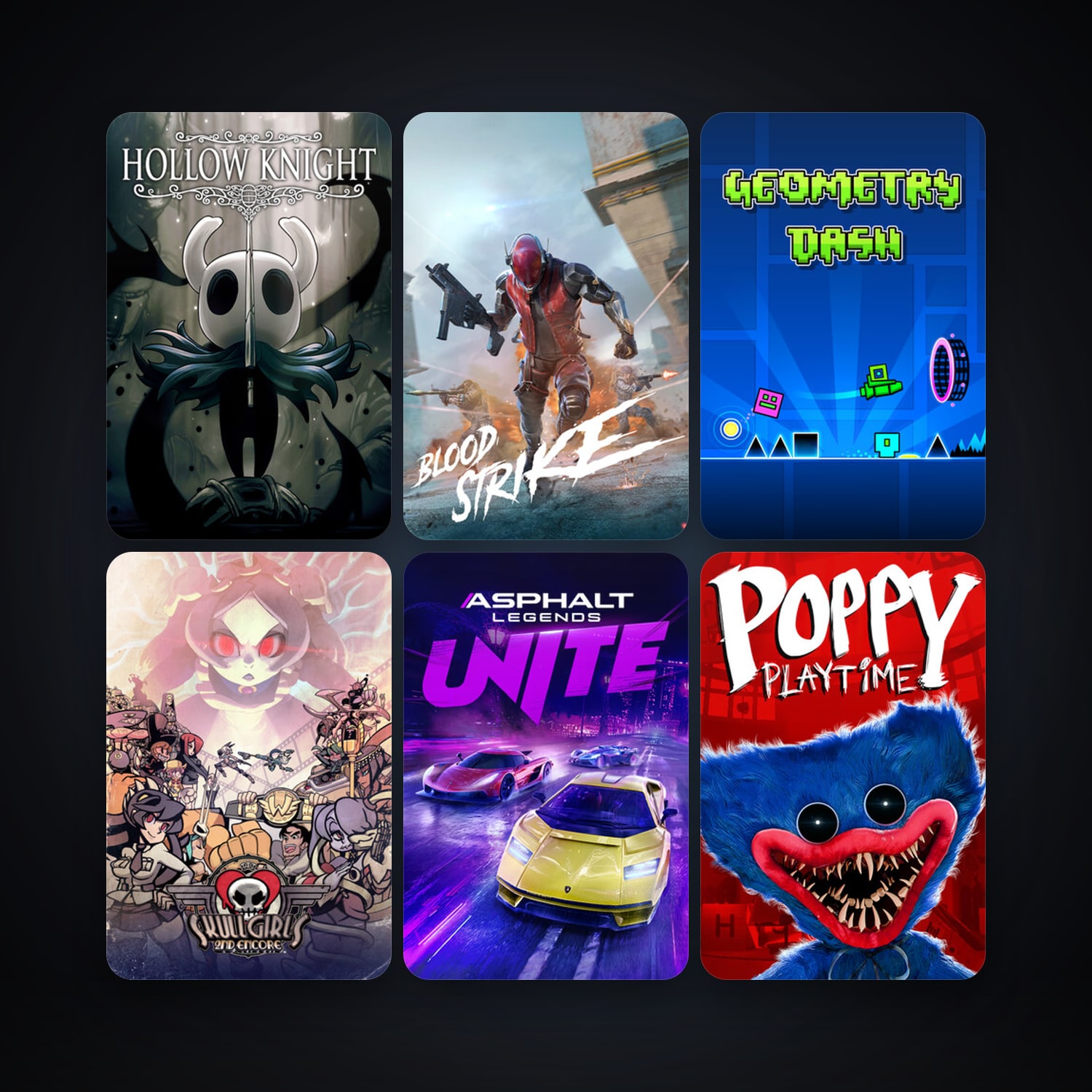 Skullgirls + Geometry Dash, 8 games, clean — HabibiAccounts