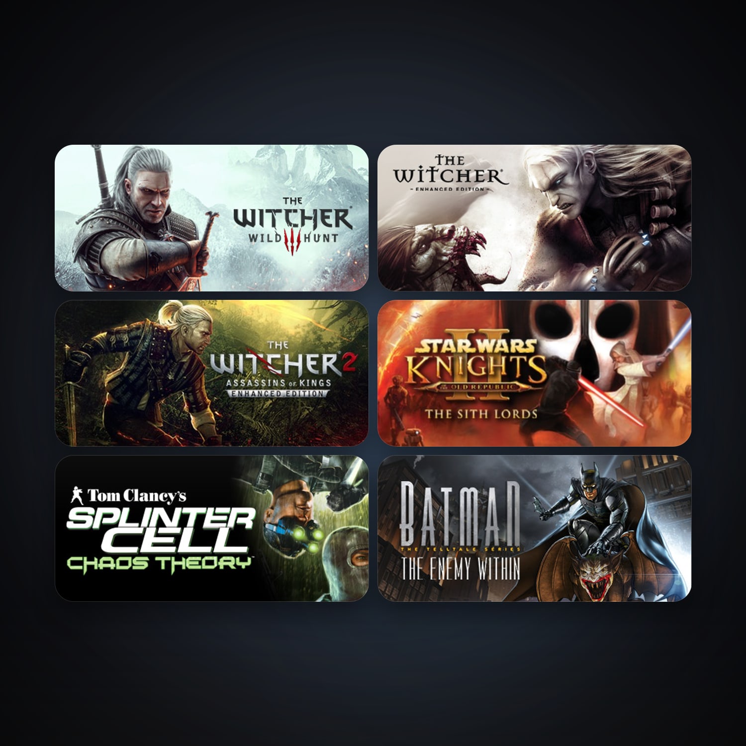 Tom Clancy's Splinter Cell Chaos Theory + The Witcher: Enhanced Edition Director's Cut, 9 games, clean — HabibiAccounts