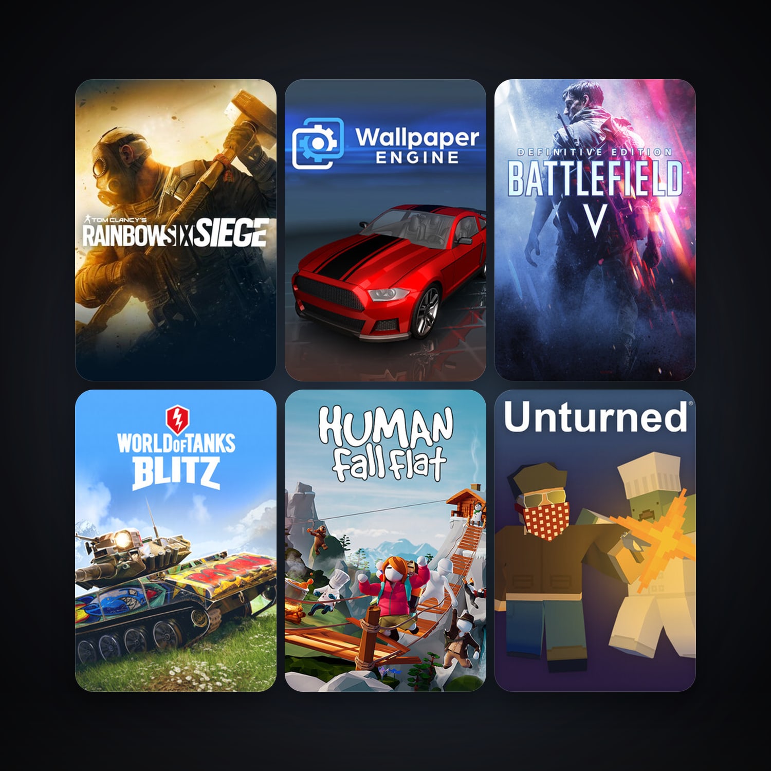 Unturned + Tom Clancy's Rainbow Six Siege, 12 games, clean — HabibiAccounts