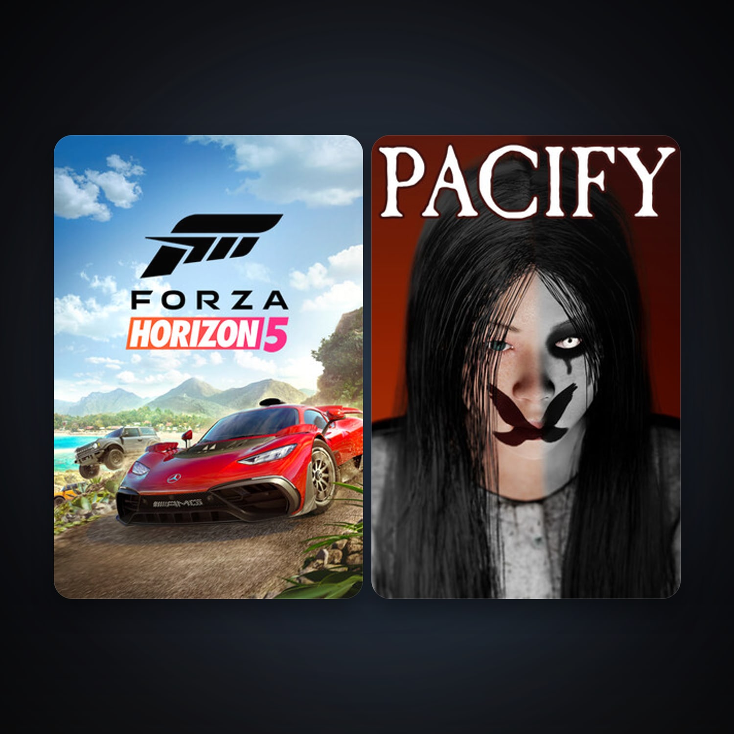 Pacify + Forza Horizon 5, 6 games, clean — HabibiAccounts