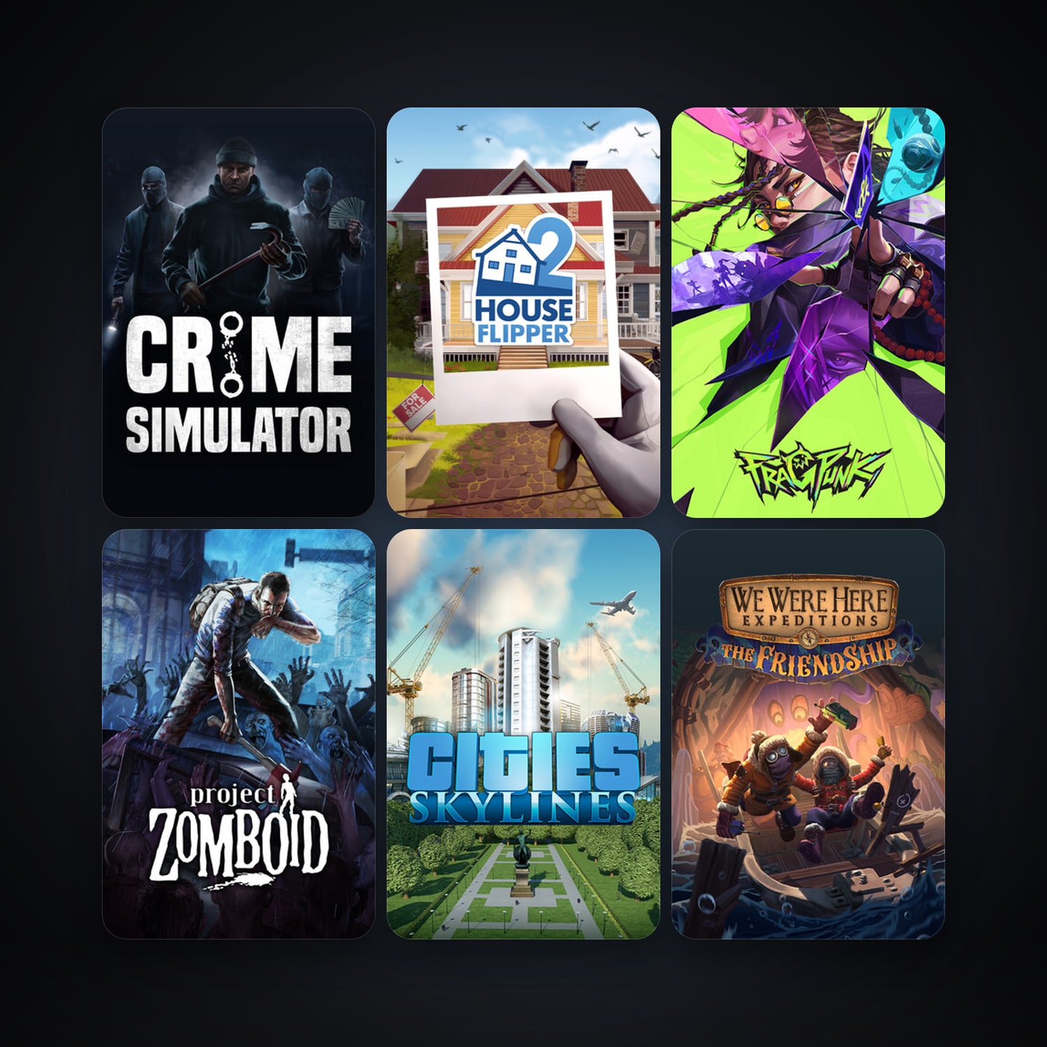 Project Zomboid + Cities: Skylines, 8 games, clean — HabibiAccounts