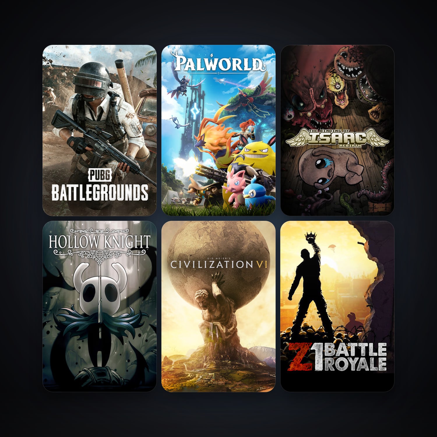 The Binding of Isaac: Rebirth + Sid Meier's Civilization VI, 19 games, clean — HabibiAccounts