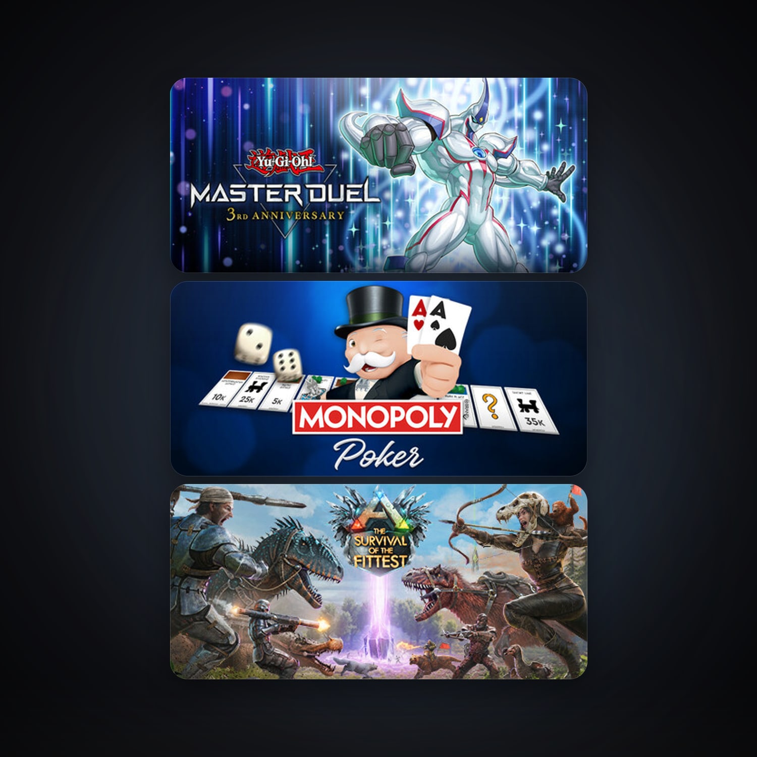 ARK: The Survival Of The Fittest + Yu-Gi-Oh! Master Duel, 4 games, clean — HabibiAccounts