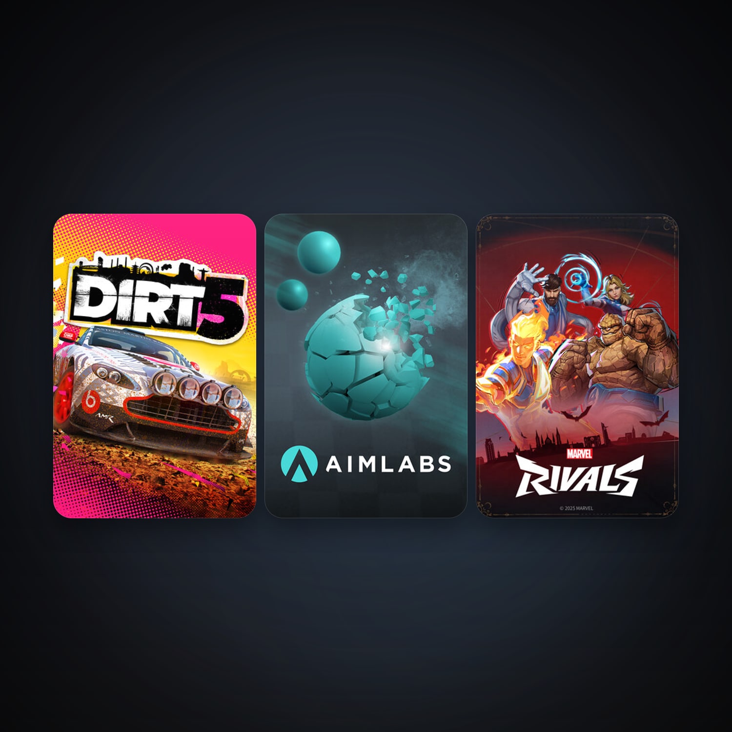 Aimlabs + DIRT 5, 3 games, clean — HabibiAccounts