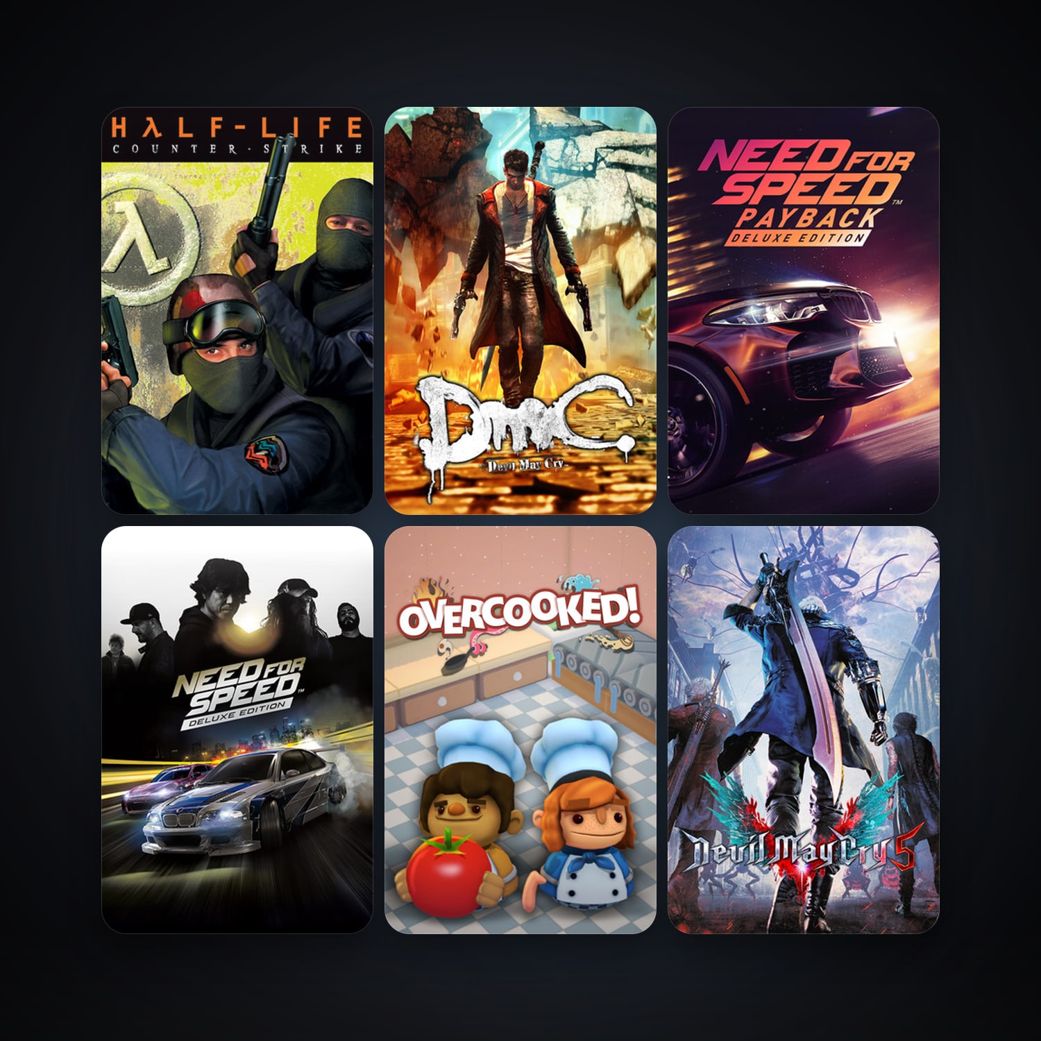Counter-Strike + DmC: Devil May Cry, 16 games, clean — HabibiAccounts