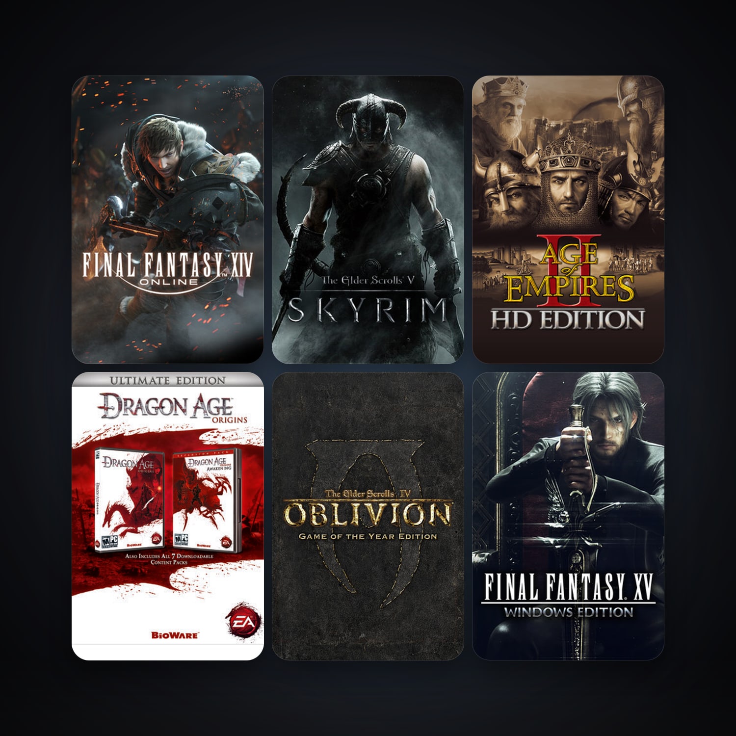 The Elder Scrolls IV: Oblivion Game of the Year Edition + FINAL FANTASY XIV Online, 30 games, clean — HabibiAccounts