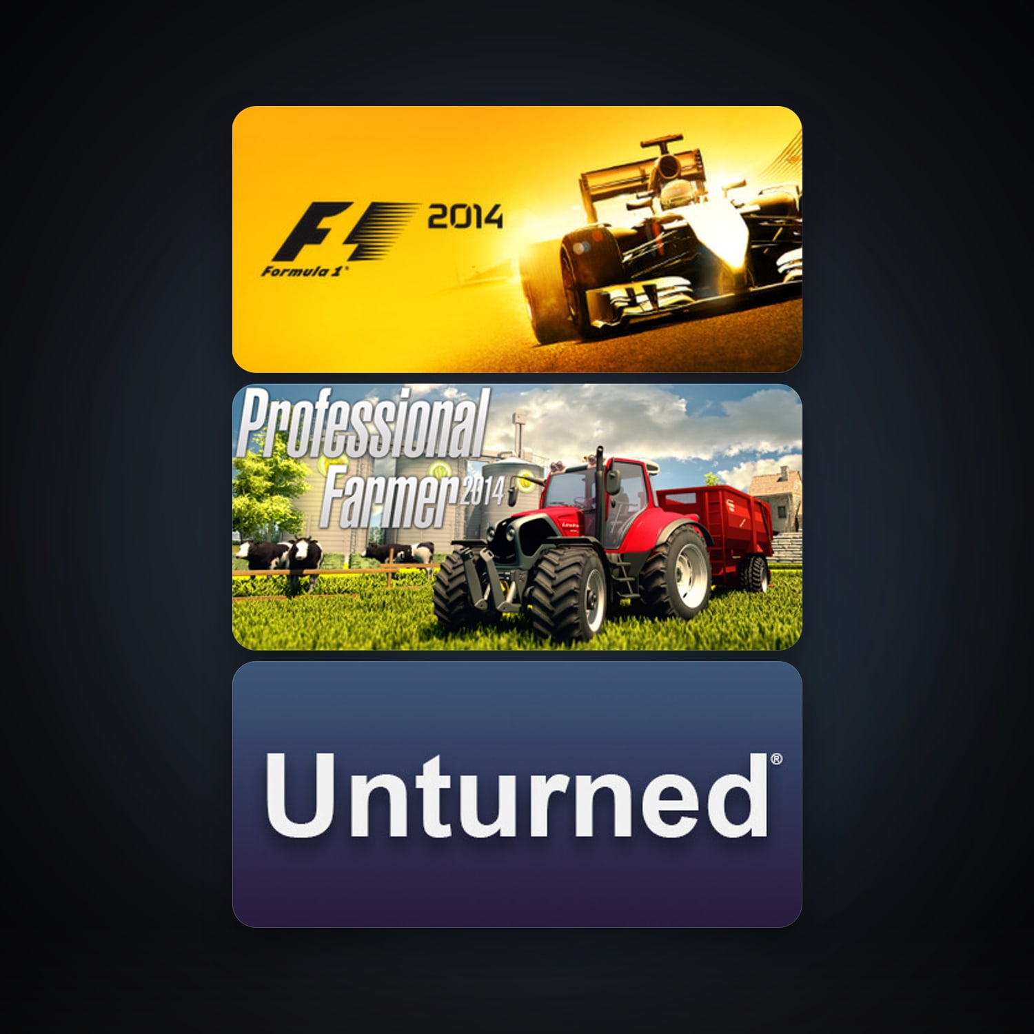 F1 2014 + Professional Farmer 2014, 3 games, clean — HabibiAccounts