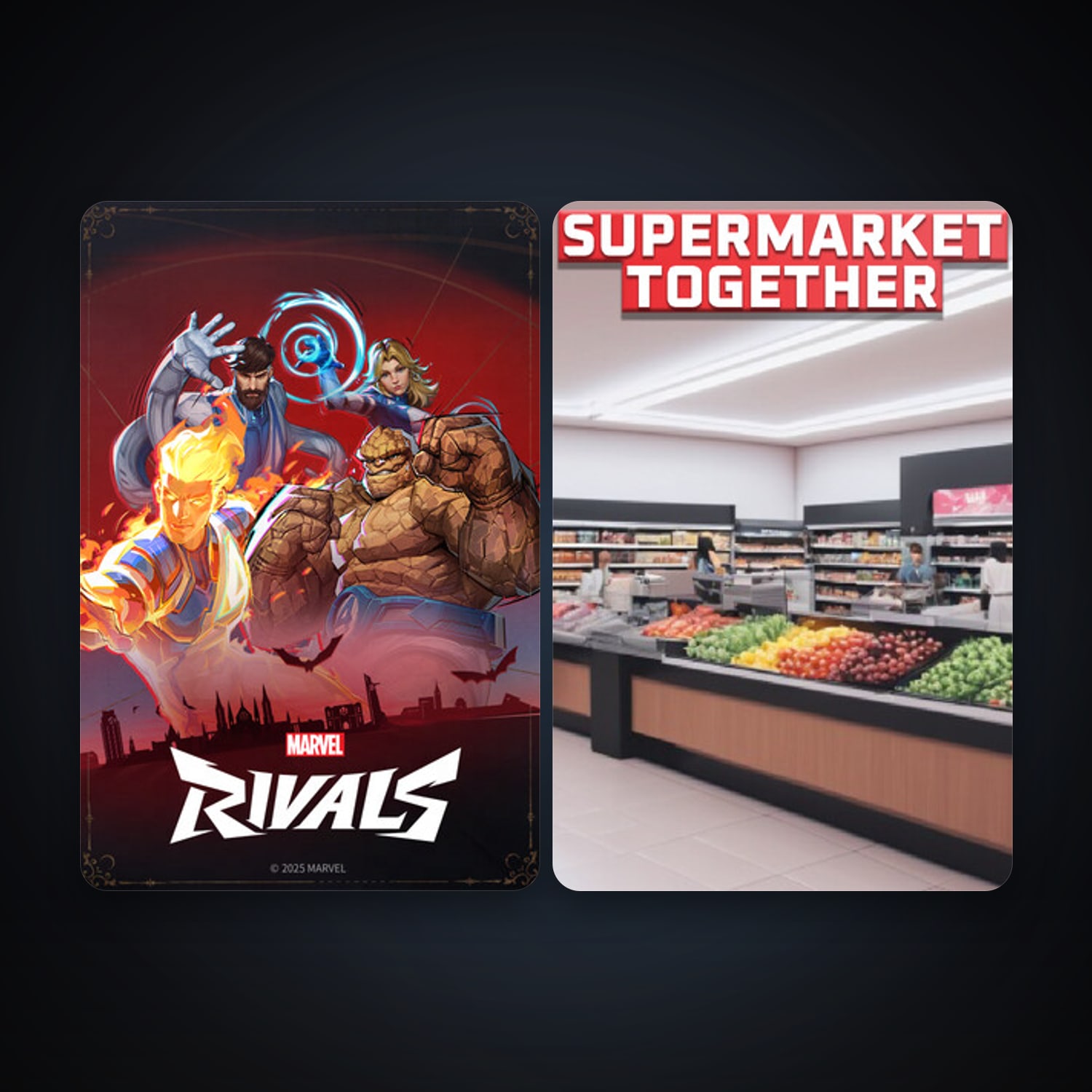 Supermarket Together + Marvel Rivals, 2 games, clean — HabibiAccounts