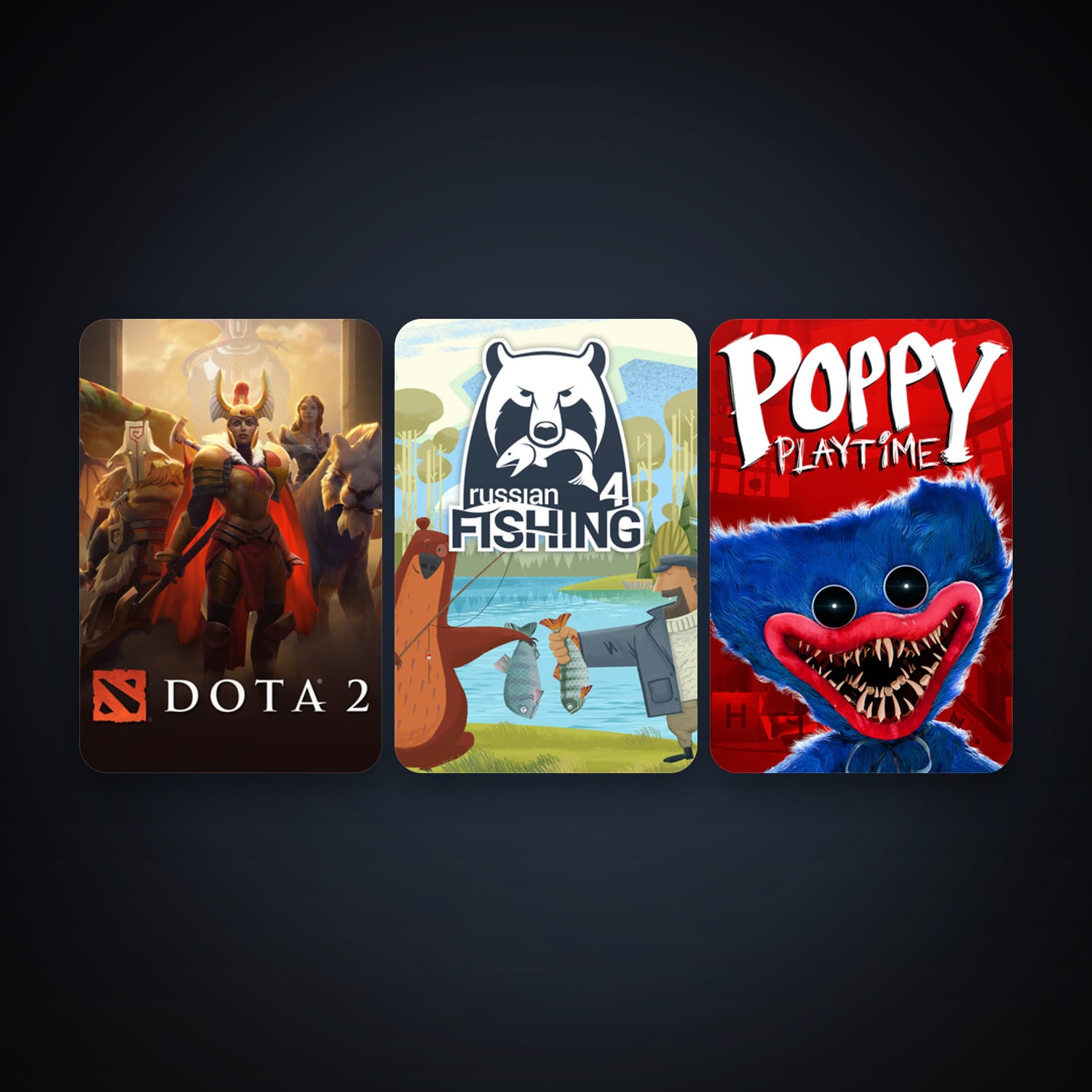 Dota 2 + Russian Fishing 4, 4 games, clean — HabibiAccounts