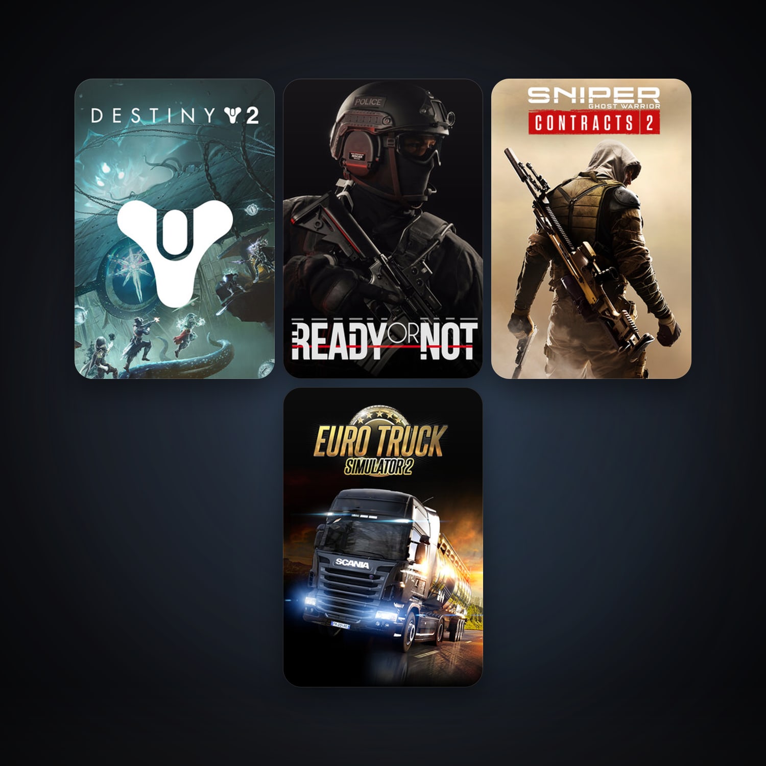 Euro Truck Simulator 2 + Destiny 2, 11 games, clean — HabibiAccounts