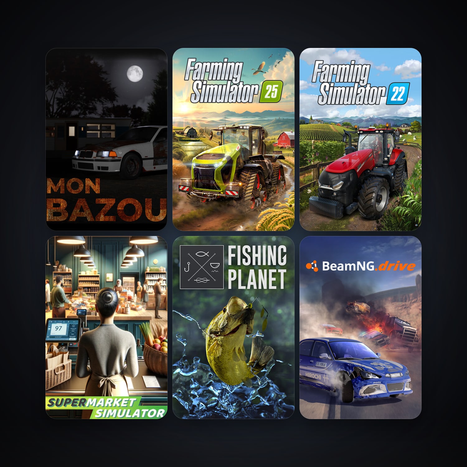 BeamNG.drive + Fishing Planet, 32 games, clean — HabibiAccounts