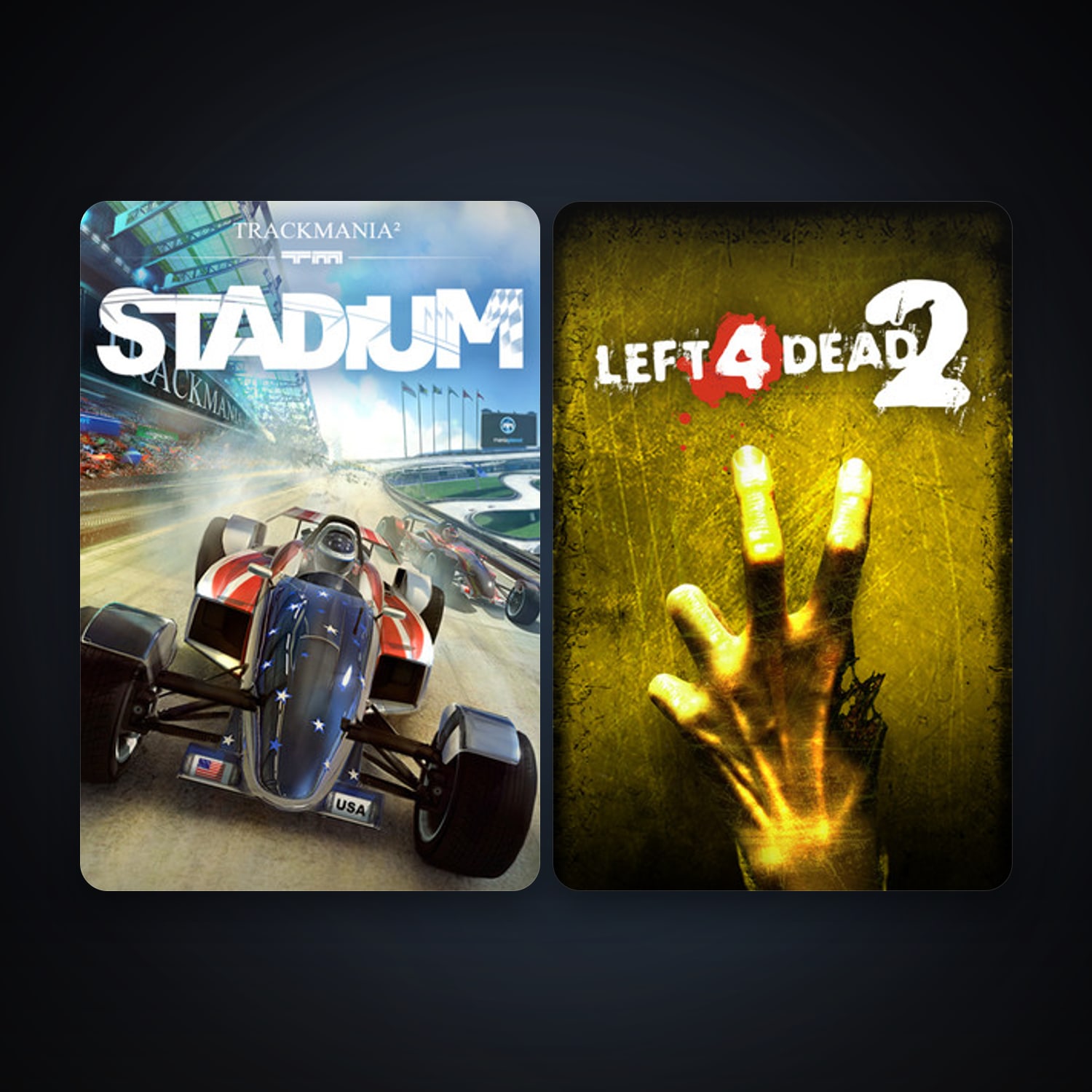 Left 4 Dead 2 + TrackMania² Stadium, 2 games, clean — HabibiAccounts